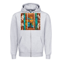 Heather Grey cowboy boots turquoise aztec cowhide Zipper Hoodie - Artiststas