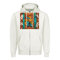 Oatmeal Heather cowboy boots turquoise aztec cowhide Zipper Hoodie - Artiststas