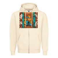 Sandshell cowboy boots turquoise aztec cowhide Zipper Hoodie - Artiststas