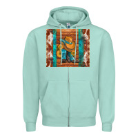 Seafoam cowboy boots turquoise aztec cowhide Zipper Hoodie - Artiststas