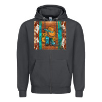 Smoke cowboy boots turquoise aztec cowhide Zipper Hoodie - Artiststas