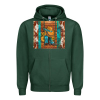 Sports Green cowboy boots turquoise aztec cowhide Zipper Hoodie - Artiststas