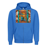 True Royal cowboy boots turquoise aztec cowhide Zipper Hoodie - Artiststas