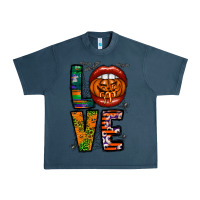 Midnight Navy Love Halloween Lips Urban Heavy Tee - CowhideDigitalArt
