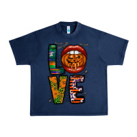 Navy Love Halloween Lips Urban Heavy Tee - CowhideDigitalArt