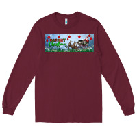 Burgundy merry christmas with santa sleigh Long Sleeve Tee - BundleAndBundleShop