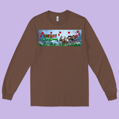 Merry Christmas With Santa Sleigh Long Sleeve Tee Designed By Bundleandbundleshop