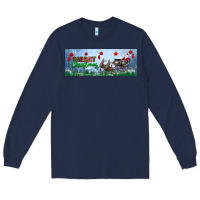 Navy merry christmas with santa sleigh Long Sleeve Tee - BundleAndBundleShop