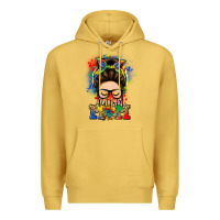 Antique Gold autism mom messy bun Premium Hoodie - LillyAllenDesigns