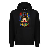 Black autism mom messy bun Premium Hoodie - LillyAllenDesigns