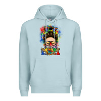Blue Mist autism mom messy bun Premium Hoodie - LillyAllenDesigns