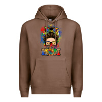 Chestnut autism mom messy bun Premium Hoodie - LillyAllenDesigns
