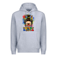 Heather Grey autism mom messy bun Premium Hoodie - LillyAllenDesigns