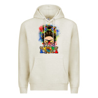 Oatmeal Heather autism mom messy bun Premium Hoodie - LillyAllenDesigns