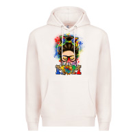 Pale Pink autism mom messy bun Premium Hoodie - LillyAllenDesigns