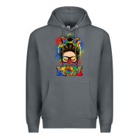Rock autism mom messy bun Premium Hoodie - LillyAllenDesigns