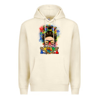 Sandshell autism mom messy bun Premium Hoodie - LillyAllenDesigns