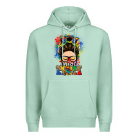 Seafoam autism mom messy bun Premium Hoodie - LillyAllenDesigns