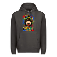 Smoke autism mom messy bun Premium Hoodie - LillyAllenDesigns
