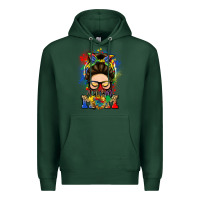 Sports Green autism mom messy bun Premium Hoodie - LillyAllenDesigns