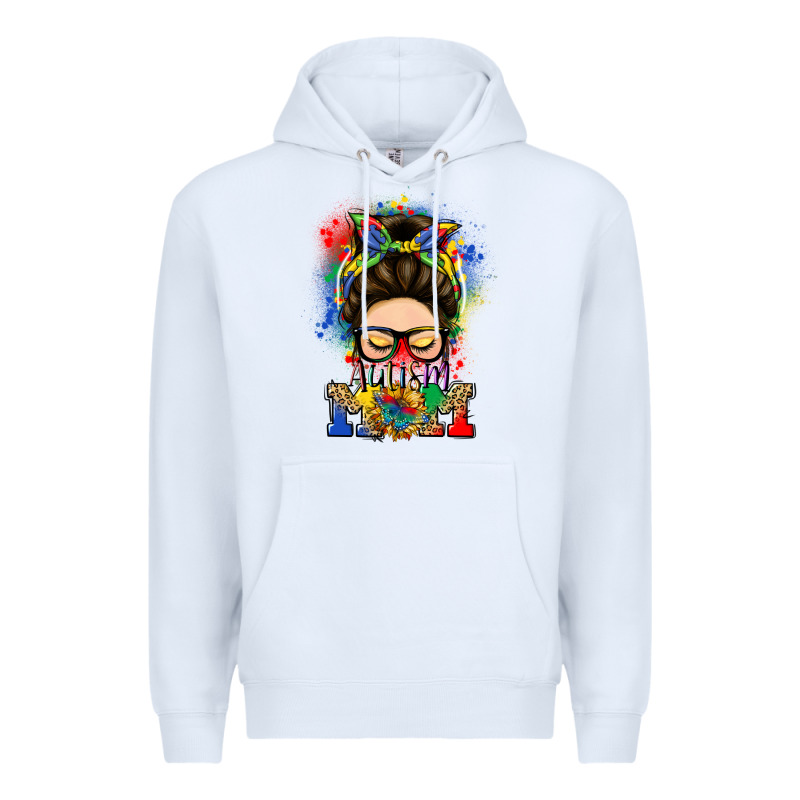 Autism Mom Messy Bun Premium Hoodie by LillyAllenDesigns | Teevron
