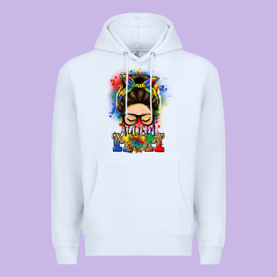 Autism Mom Messy Bun Premium Hoodie Designed By Lillyallendesigns