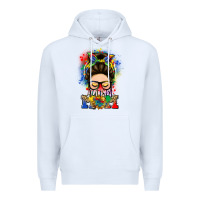 White autism mom messy bun Premium Hoodie - LillyAllenDesigns