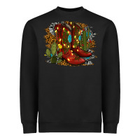 Black christmas cowboy boots Heavyweight Sweatshirt - RanaPortraitStore