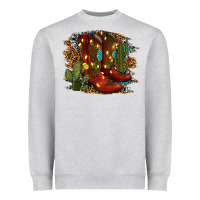Heather Grey christmas cowboy boots Heavyweight Sweatshirt - RanaPortraitStore