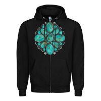 Black turquoise gemstone Zipper Hoodie - Artiststas
