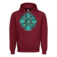 Burgundy turquoise gemstone Zipper Hoodie - Artiststas