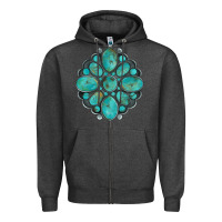 Charcoal Heather turquoise gemstone Zipper Hoodie - Artiststas