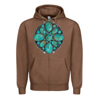 Chestnut turquoise gemstone Zipper Hoodie - Artiststas