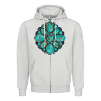 Dove Grey turquoise gemstone Zipper Hoodie - Artiststas