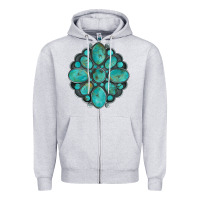 Heather Grey turquoise gemstone Zipper Hoodie - Artiststas