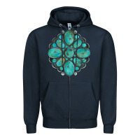 Navy turquoise gemstone Zipper Hoodie - Artiststas