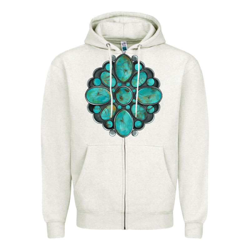 Turquoise Gemstone Zipper Hoodie by Artiststas | Teevron