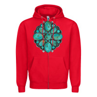 Red turquoise gemstone Zipper Hoodie - Artiststas