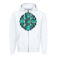 White turquoise gemstone Zipper Hoodie - Artiststas