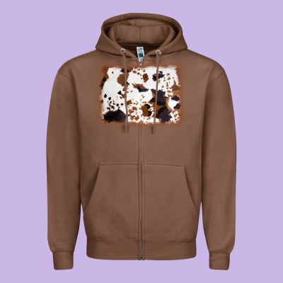 Cowhide Background Zipper Hoodie Designed By Adodesignshop