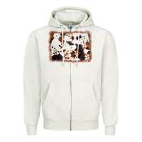 Oatmeal Heather cowhide background Zipper Hoodie - AdoDesignShop