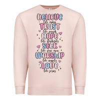 Pale Pink believe like mary trust like joseph valentine s da Premium Sweatshirt - MaliasSmallBusiness