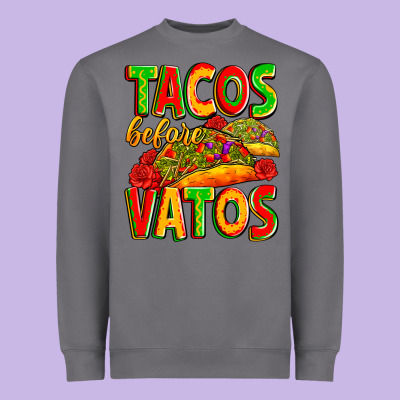 Tacos Before Vatos Heavyweight Sweatshirt Designed By Zillion Design Studio