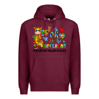 Burgundy it s ok to be different giraffe Premium Hoodie - LillyAllenDesigns