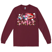 Burgundy smile with teeth and brush Long Sleeve Tee - AdoDesignShop