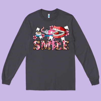 Smile With Teeth And Brush Long Sleeve Tee Designed By Adodesignshop