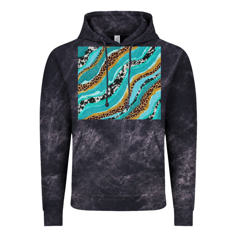Turquoise Brushstrokes With Leopard And Cowhide Vintage Hoodie by RanaPortraitStore | Teevron