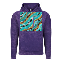 Cloud Purple turquoise brushstrokes with leopard and cowhide Vintage Hoodie - RanaPortraitStore