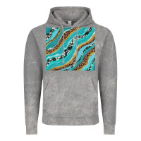 Cloud Rock turquoise brushstrokes with leopard and cowhide Vintage Hoodie - RanaPortraitStore