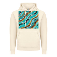Vintage Artic turquoise brushstrokes with leopard and cowhide Vintage Hoodie - RanaPortraitStore